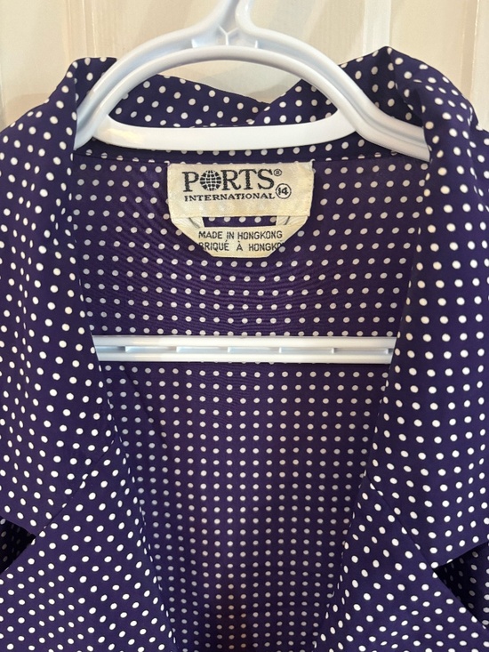 Vintage Ports 80s oversized purple and polka dot shirt - Picture 2 of 6